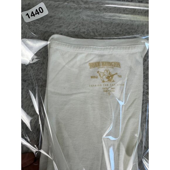 True Religion TRBJ Red Heart White V-Neck Tee Shirt Womens S 100% Cotton NWT - Picture 10 of 10